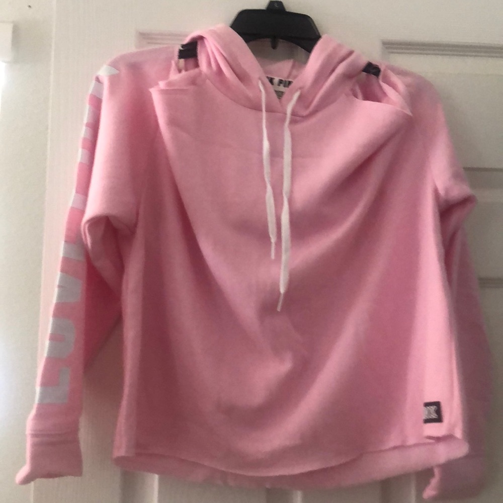 Pink super soft lounge cold shoulder hoodie